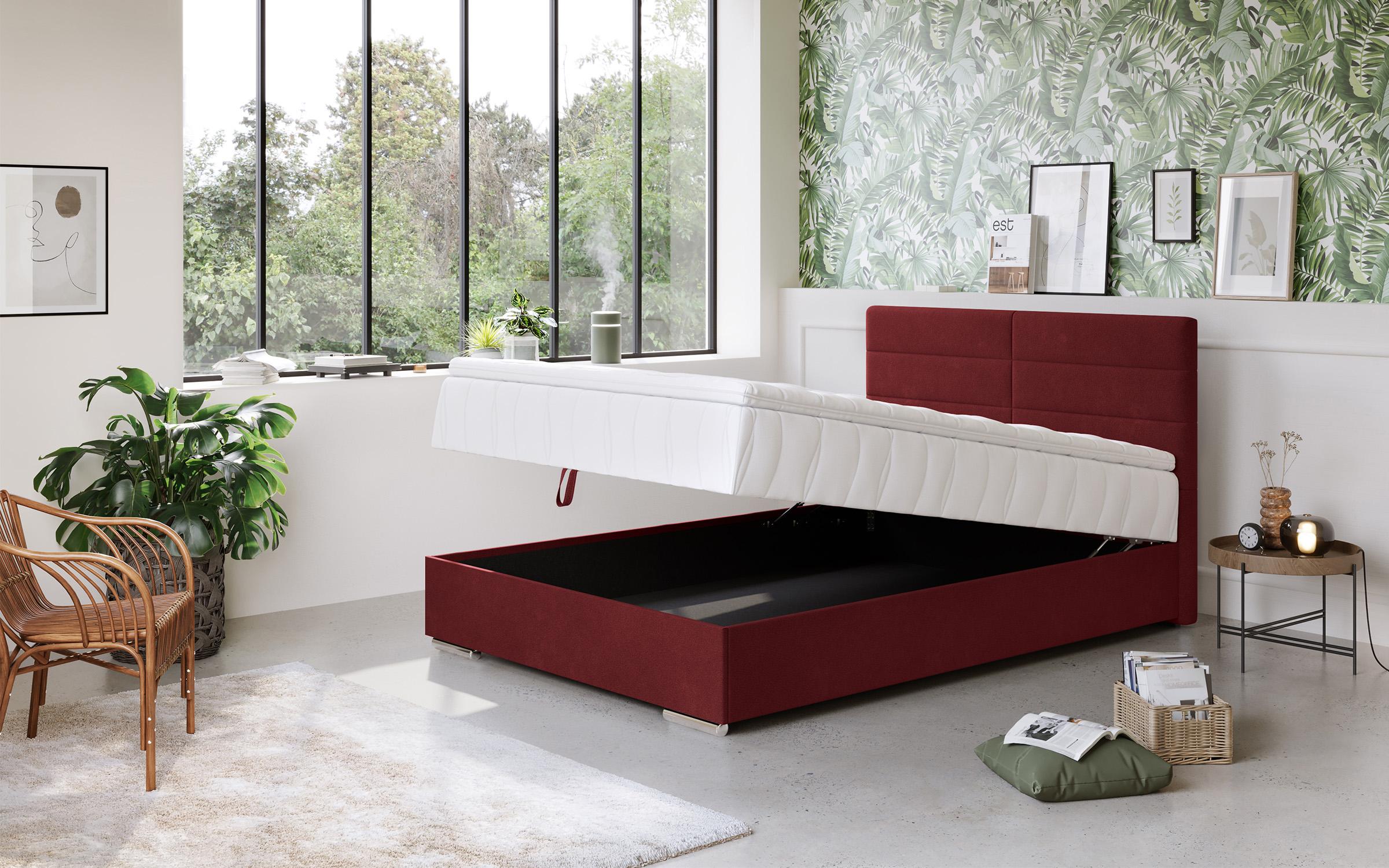 Krevat dopio Boxspring + shtresë dysheku Vindi 140/200, bordo  2